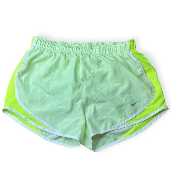 NIKE Women’s Barely Volt / Volt / White Dri-FIT Tempo Running Shorts Size Medium - Picture 1 of 7